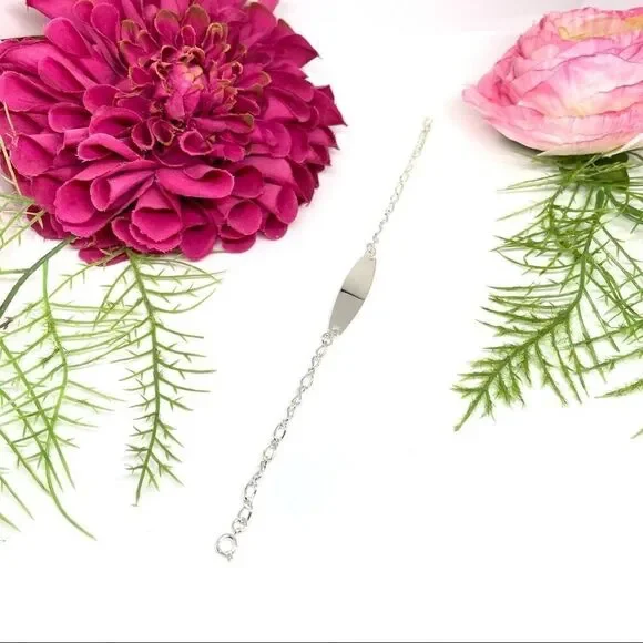 NEW⚜️Silver-Tone Dog Tag Chain Link Bracelet - Picture 6 of 7